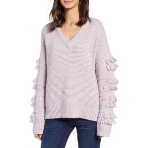 Madewell Lilac V-Neck Tassel Sweater
